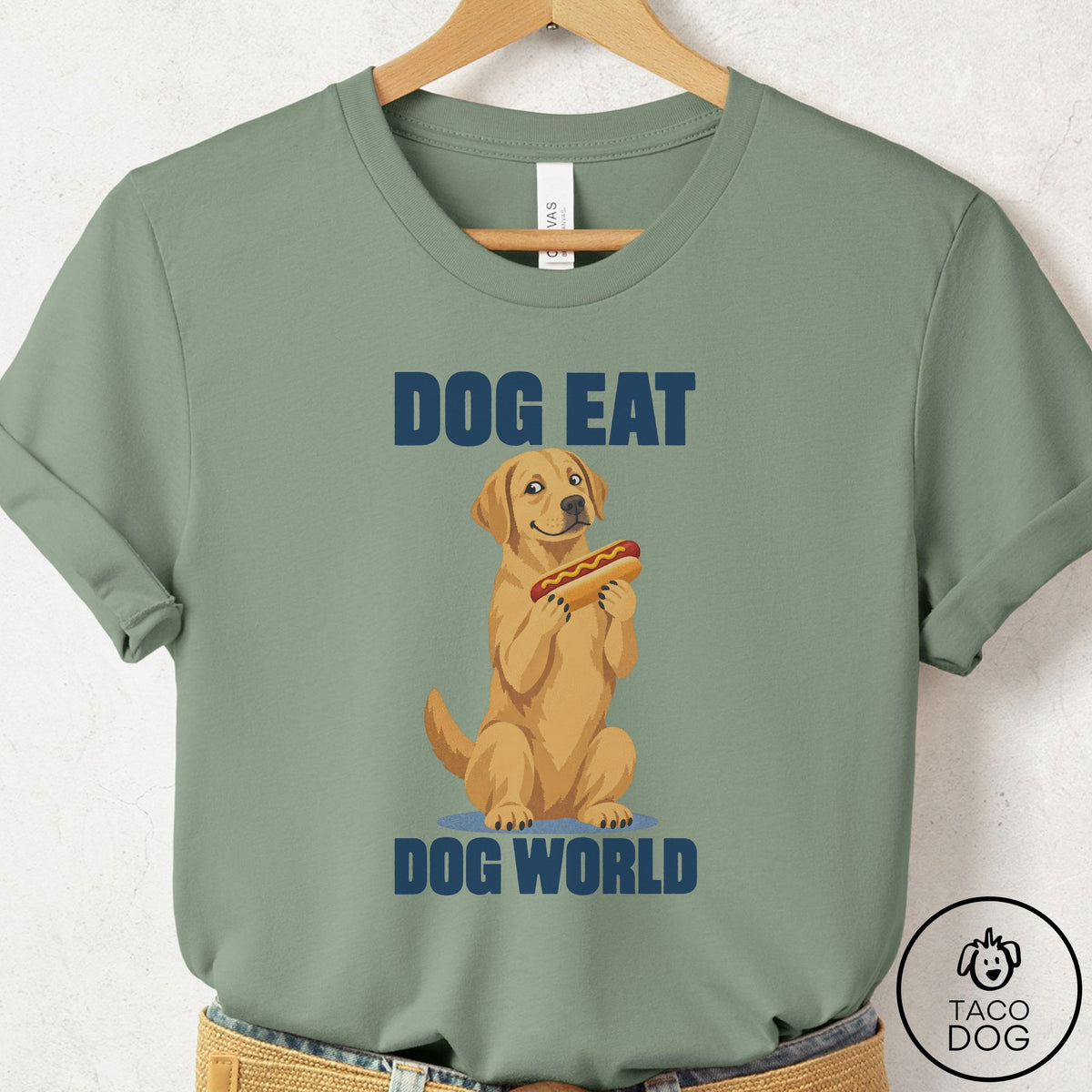 Labrador Retriever Dog Eat Dog T-Shirt Sage Taco-Dog