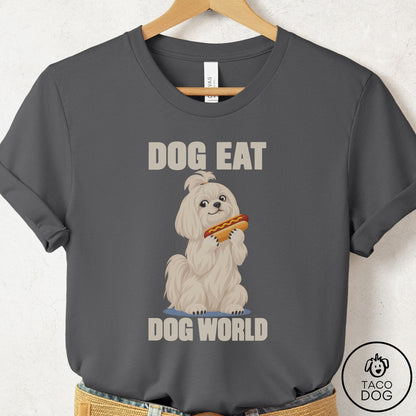 Maltese Dog Eat Dog T-Shirt Asphalt Taco-Dog