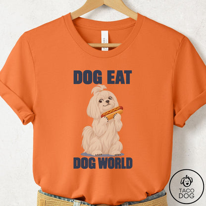 Maltese Dog Eat Dog T-Shirt Burnt Orange Taco-Dog