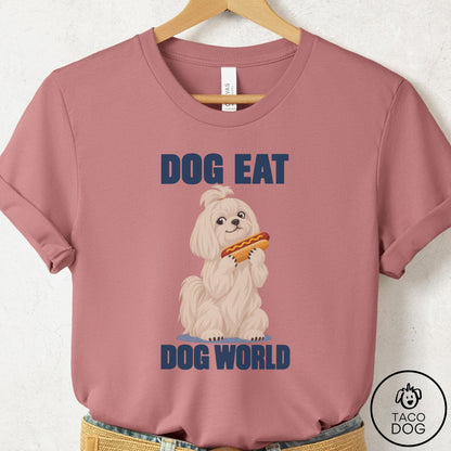 Maltese Dog Eat Dog T-Shirt Mauve Taco-Dog
