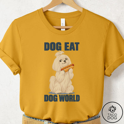 Maltese Dog Eat Dog T-Shirt Mustard Taco-Dog