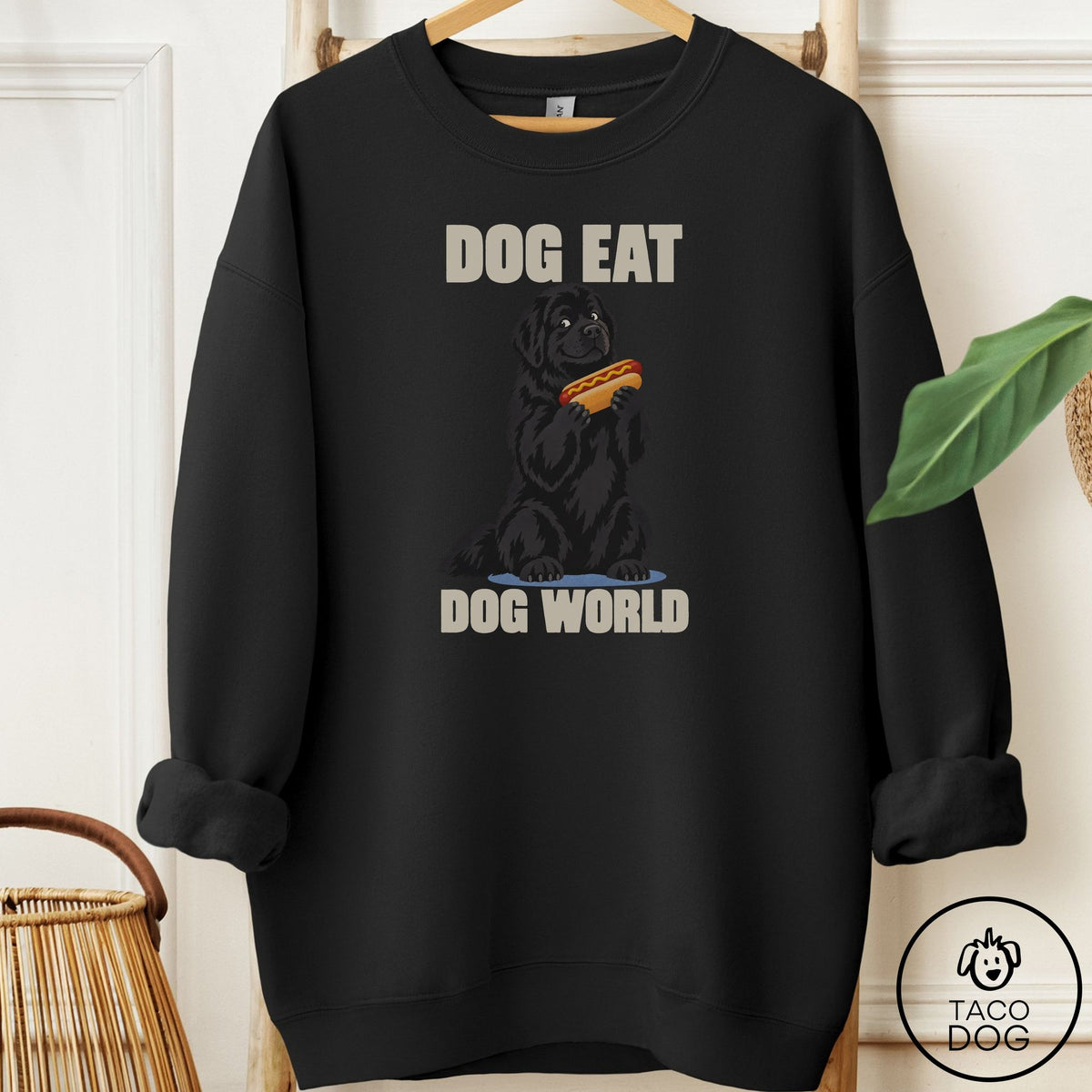 Newfoundland Dog Eat Dog Sweatshirt Black Taco-Dog