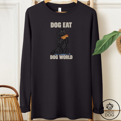Newfoundland Dog Eat Dog Long Sleeve Tee Black Taco-Dog