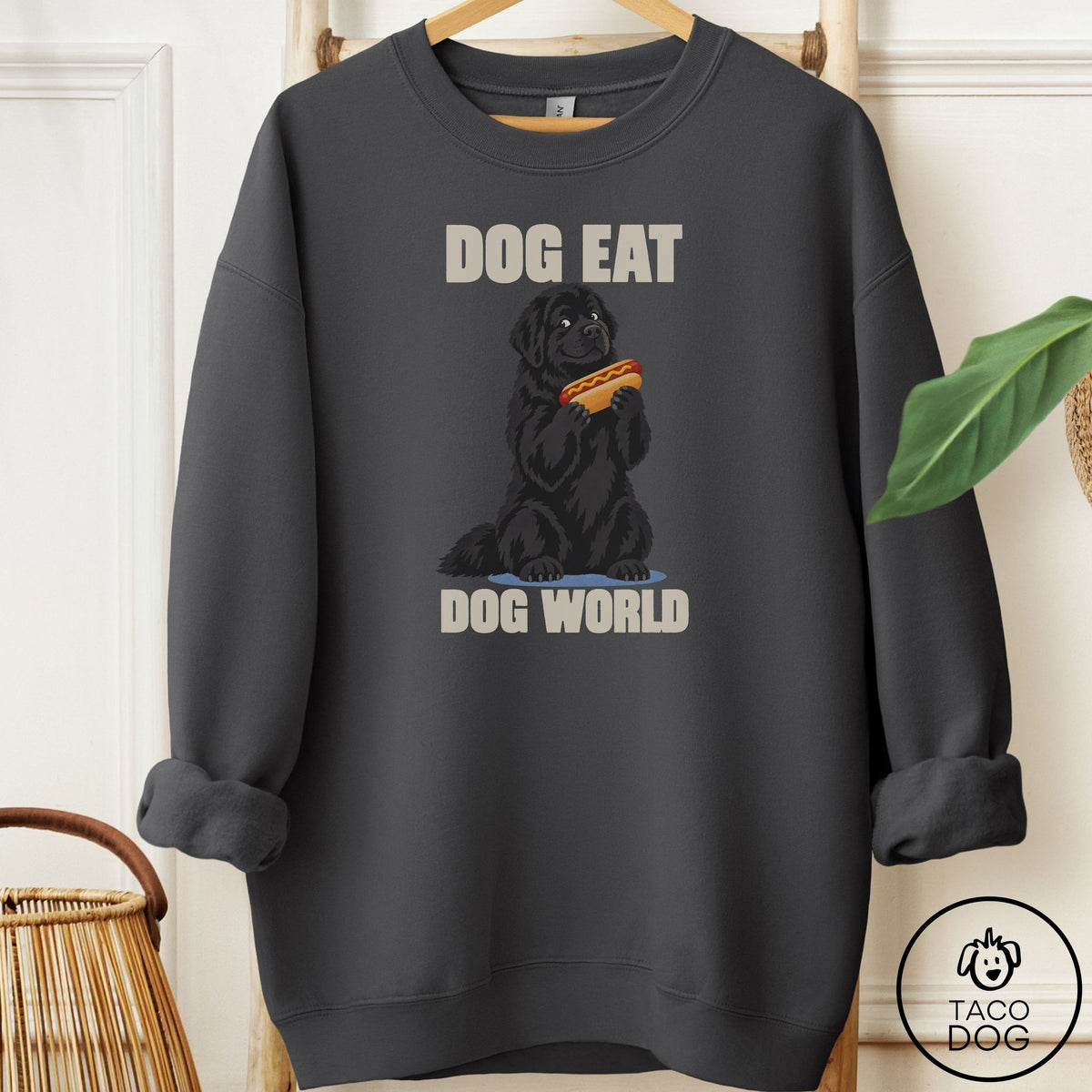 Newfoundland Dog Eat Dog Sweatshirt Charcoal Taco-Dog