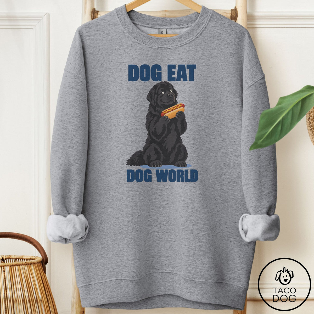 Newfoundland Dog Eat Dog Sweatshirt Graphite Heather Taco-Dog