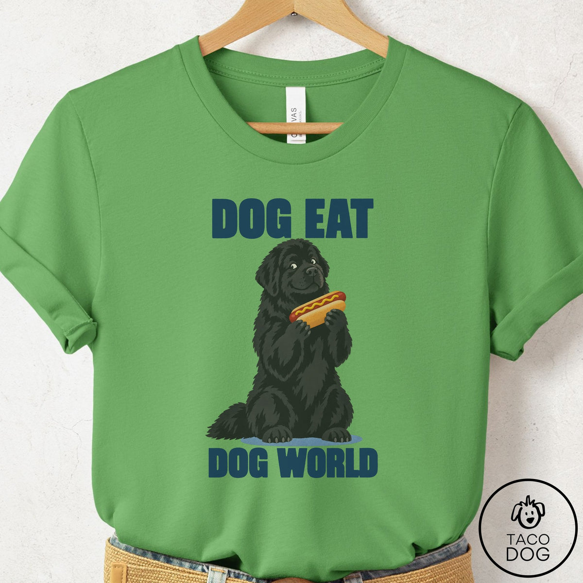 Newfoundland Dog Eat Dog T-Shirt Leaf Taco-Dog