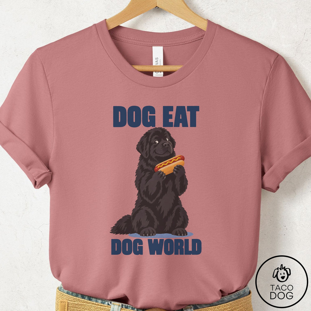 Newfoundland Dog Eat Dog T-Shirt Mauve Taco-Dog