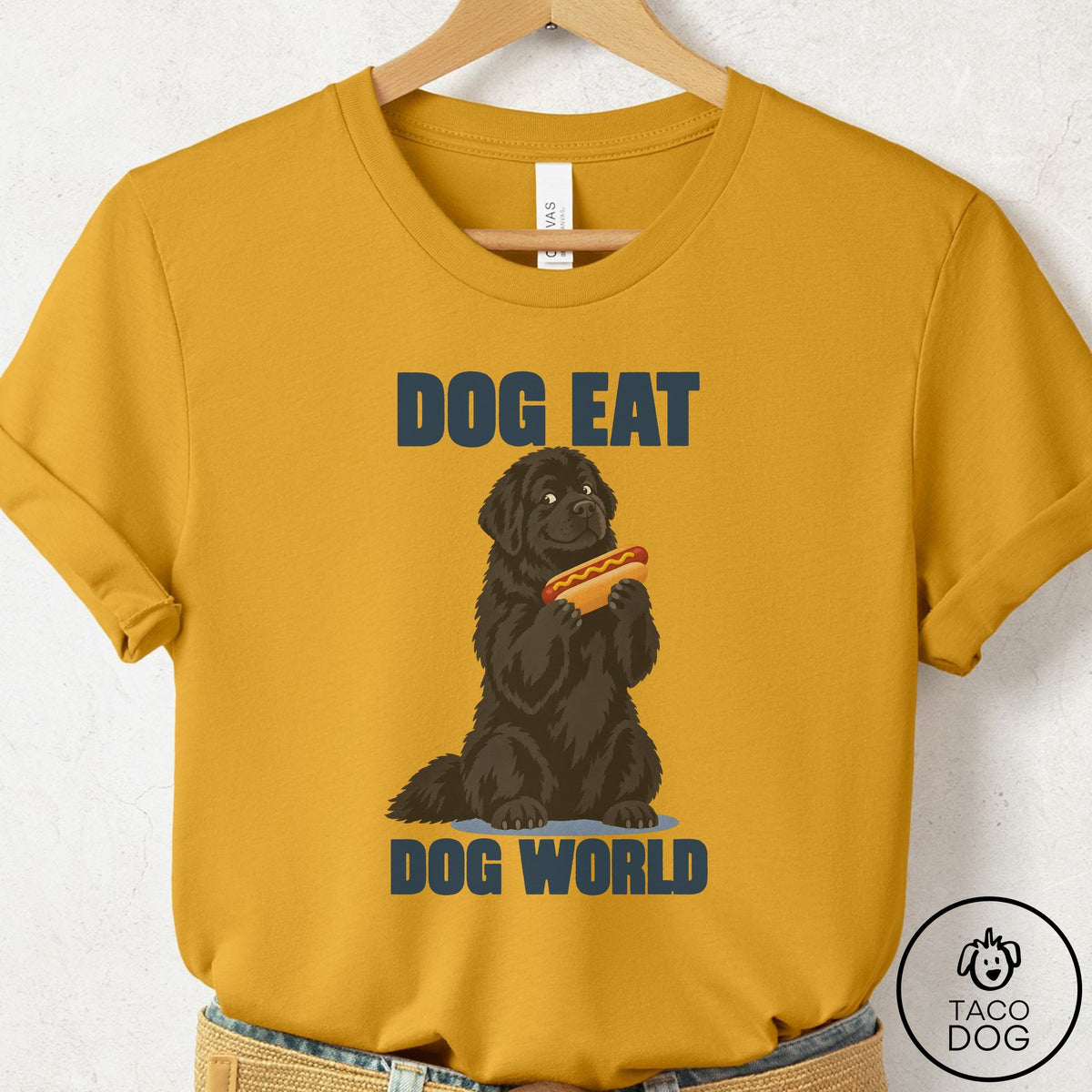 Newfoundland Dog Eat Dog T-Shirt Mustard Taco-Dog