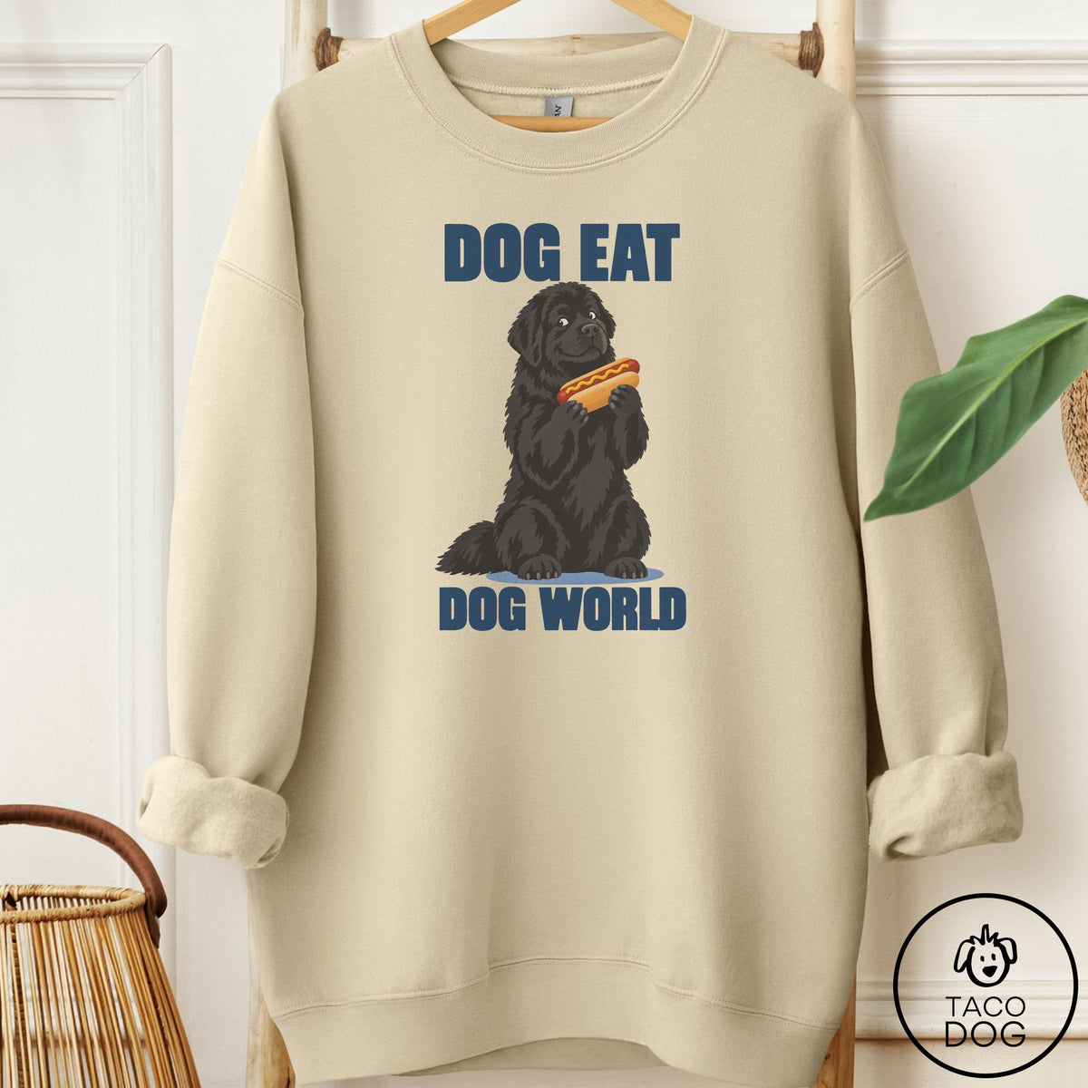 Newfoundland Dog Eat Dog Sweatshirt Sand Taco-Dog
