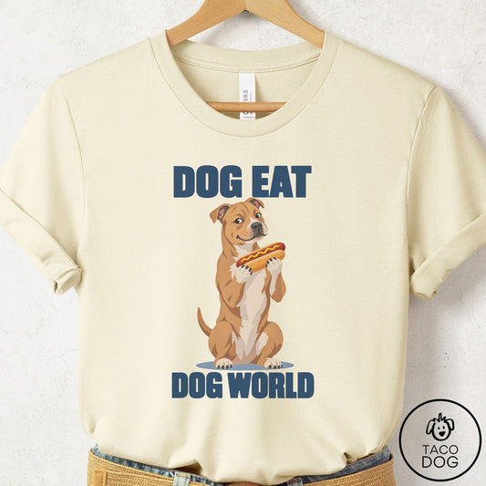 Pitbull Dog Eat Dog T-Shirt Natural Taco-Dog
