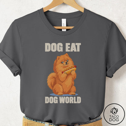 Pomeranian Dog Eat Dog T-Shirt Asphalt Taco-Dog