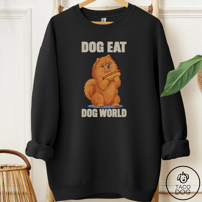 Pomeranian Dog Eat Dog Sweatshirt Black Taco-Dog