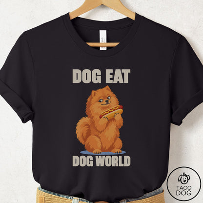 Pomeranian Dog Eat Dog T-Shirt Black Taco-Dog