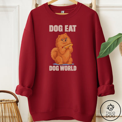 Pomeranian Dog Eat Dog Sweatshirt Garnet Taco-Dog