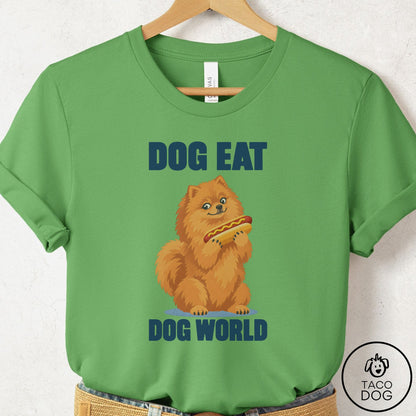 Pomeranian Dog Eat Dog T-Shirt Leaf Taco-Dog