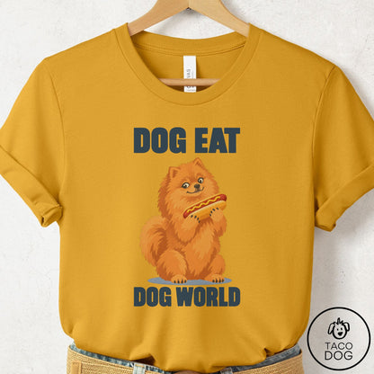 Pomeranian Dog Eat Dog T-Shirt Mustard Taco-Dog