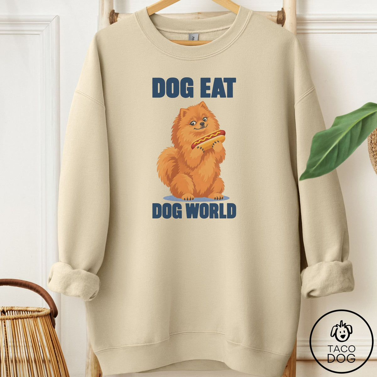 Pomeranian Dog Eat Dog Sweatshirt Sand Taco-Dog