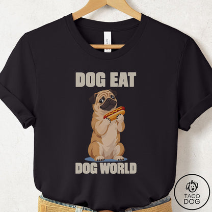 Pug Dog Eat Dog T-Shirt Black Taco-Dog