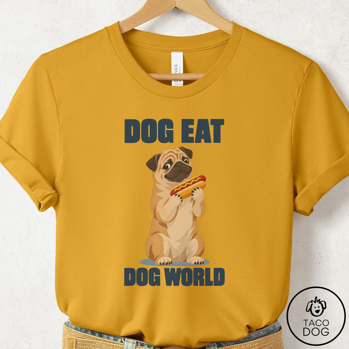 Pug Dog Eat Dog T-Shirt Mustard Taco-Dog