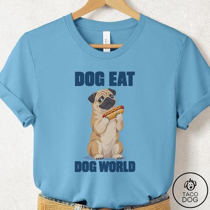 Pug Dog Eat Dog T-Shirt Ocean Blue Taco-Dog