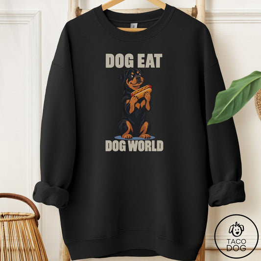 Rottweiler Dog Eat Dog Sweatshirt Black Taco-Dog