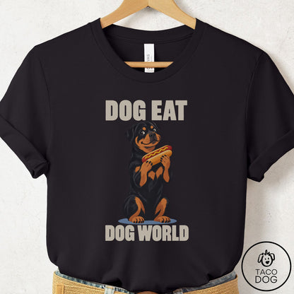 Rottweiler Dog Eat Dog T-Shirt Black Taco-Dog