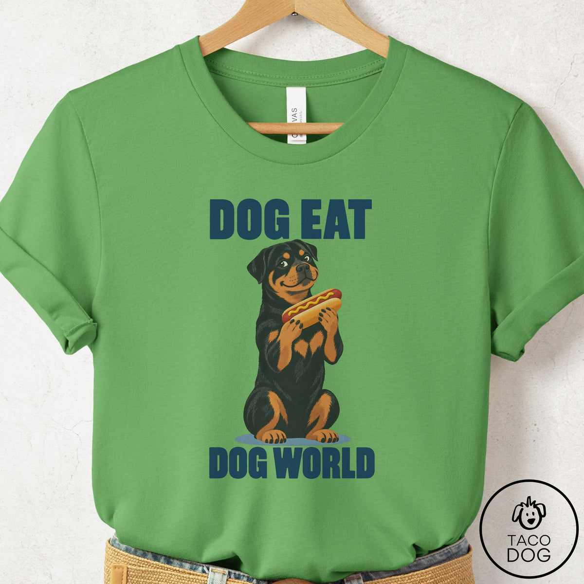 Rottweiler Dog Eat Dog T-Shirt Leaf Taco-Dog