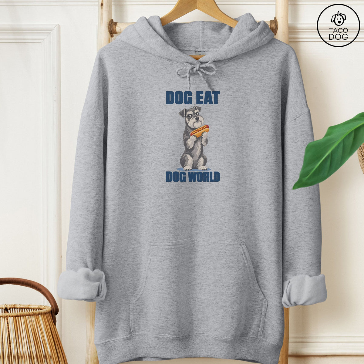 Schnauzer Dog Eat Dog Hoodie Graphite Heather Taco-Dog
