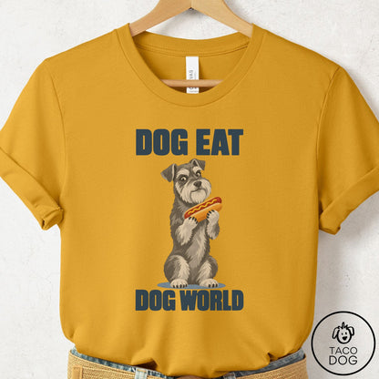 Schnauzer Dog Eat Dog T-Shirt Mustard Taco-Dog