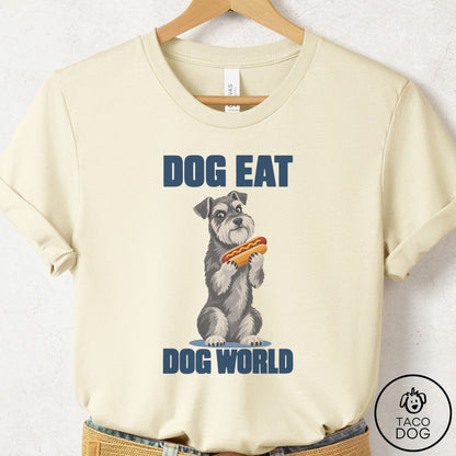 Schnauzer Dog Eat Dog T-Shirt Natural Taco-Dog