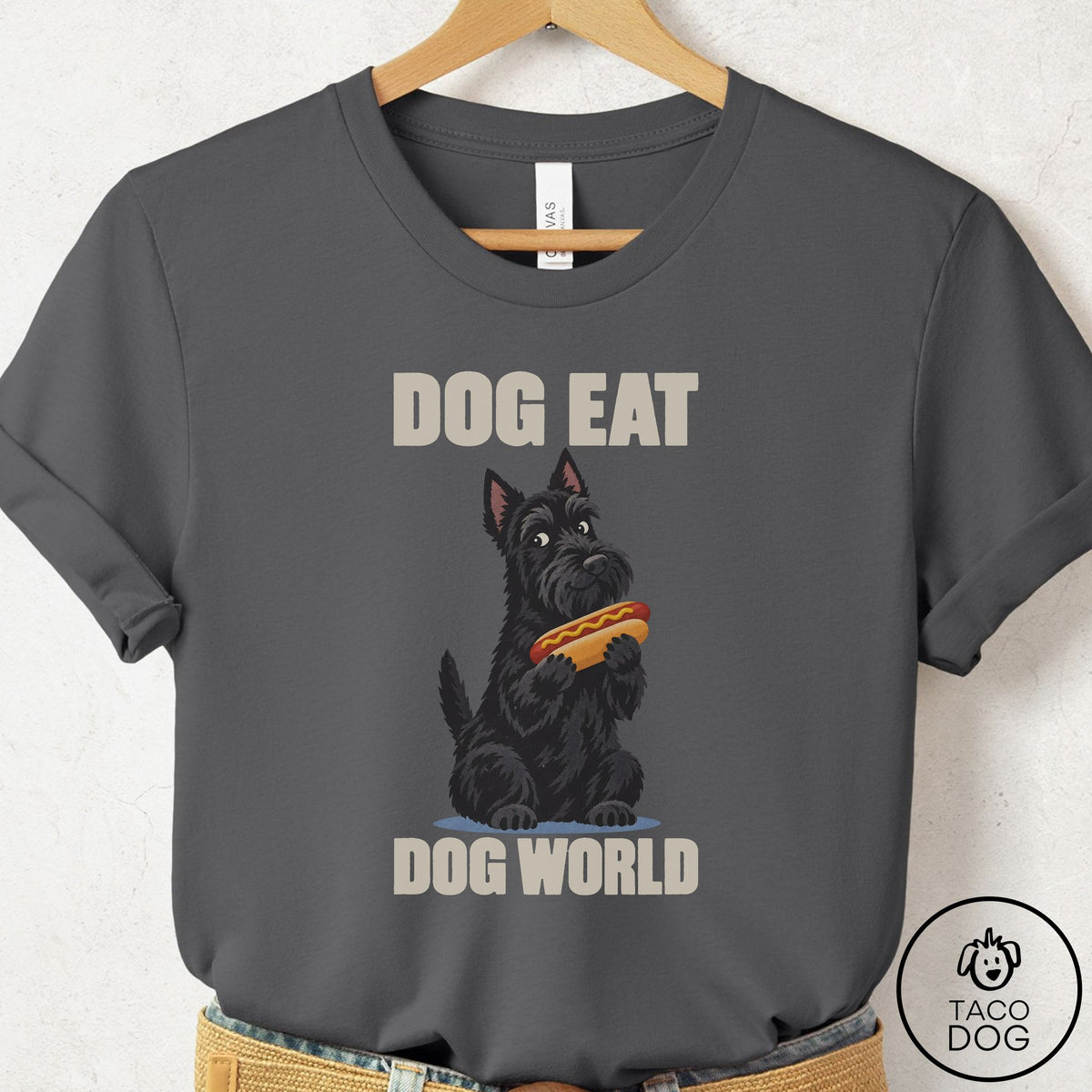 Scottie Dog Eat Dog T-Shirt Asphalt Taco-Dog