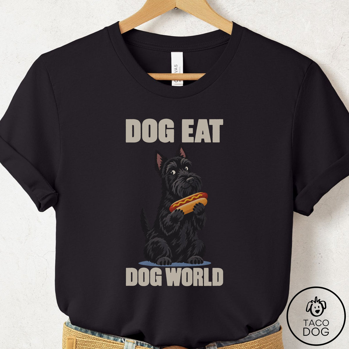 Scottie Dog Eat Dog T-Shirt Black Taco-Dog