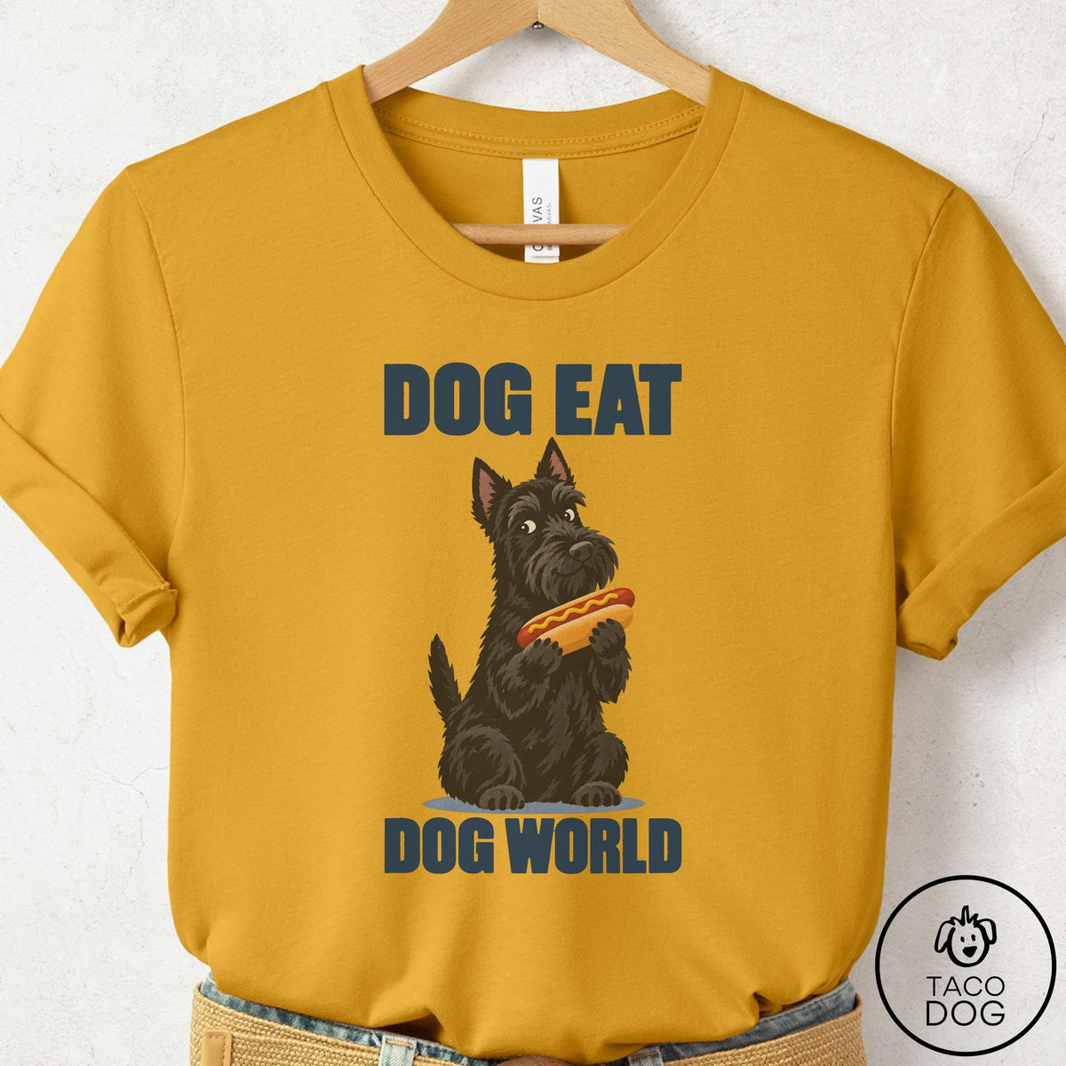 Scottie Dog Eat Dog T-Shirt Mustard Taco-Dog