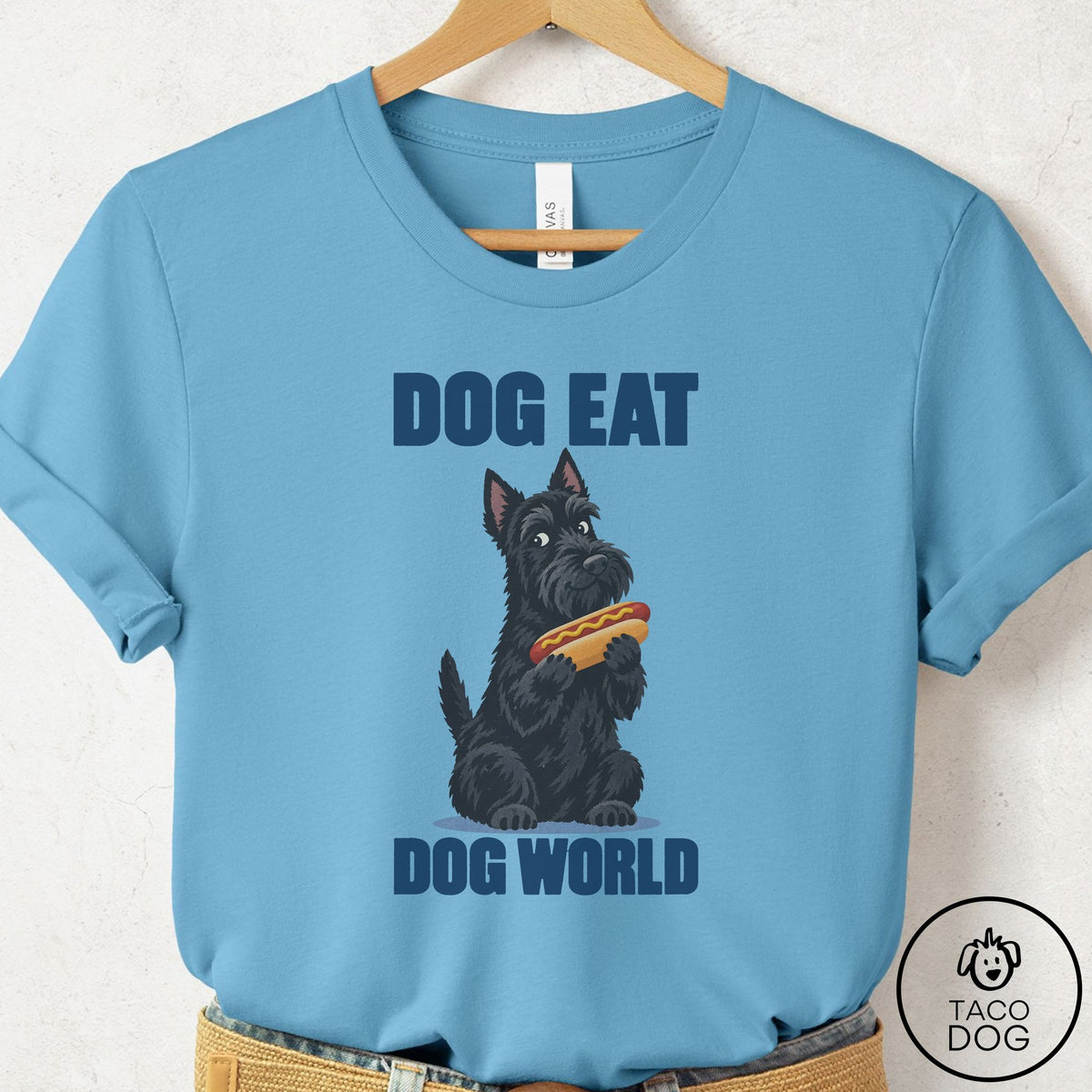 Scottie Dog Eat Dog T-Shirt Ocean Blue Taco-Dog