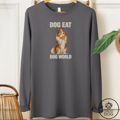 Shetland Sheepdog Dog Eat Dog Long Sleeve Tee Asphalt Taco-Dog