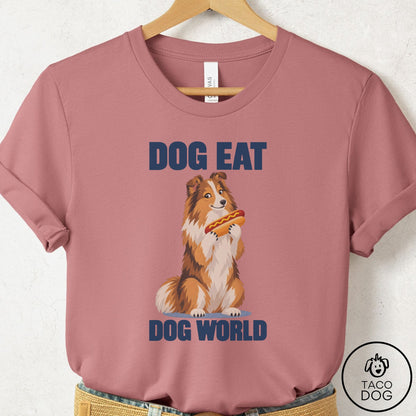 Shetland Sheepdog Dog Eat Dog T-Shirt Mauve Taco-Dog