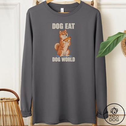 Shiba Inu Dog Eat Dog Long Sleeve Tee Asphalt Taco-Dog