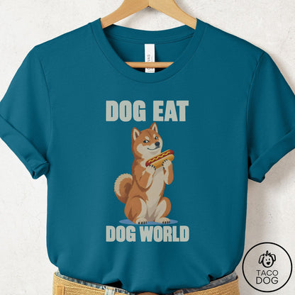 Shiba Inu Dog Eat Dog T-Shirt Deep Teal Taco-Dog