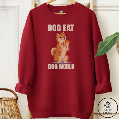 Shiba Inu Dog Eat Dog Sweatshirt Garnet Taco-Dog