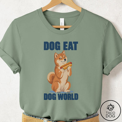 Shiba Inu Dog Eat Dog T-Shirt Sage Taco-Dog