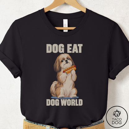 Shih Tzu Dog Eat Dog T-Shirt Black Taco-Dog