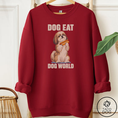 Shih Tzu Dog Eat Dog Sweatshirt Garnet Taco-Dog