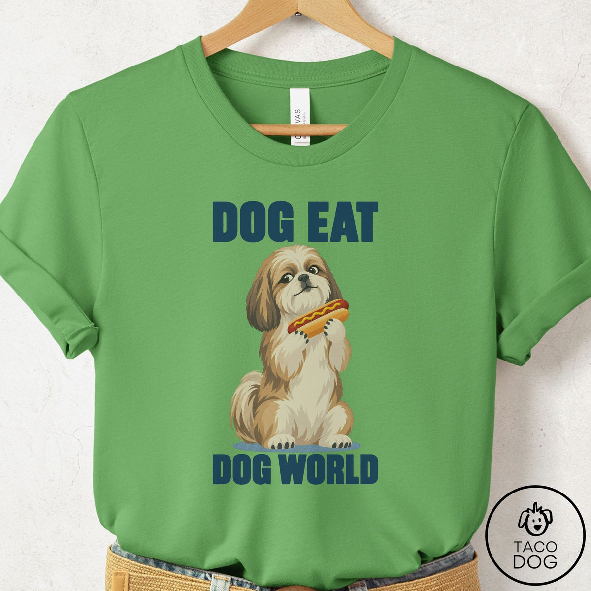 Shih Tzu Dog Eat Dog T-Shirt Leaf Taco-Dog