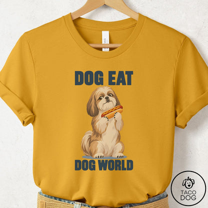 Shih Tzu Dog Eat Dog T-Shirt Mustard Taco-Dog