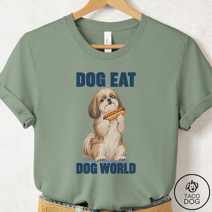 Shih Tzu Dog Eat Dog T-Shirt Sage Taco-Dog