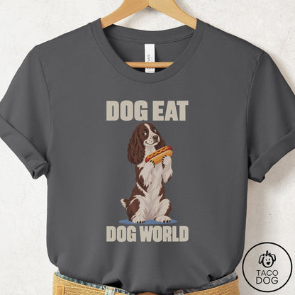 Springer Spaniel Dog Eat Dog T-Shirt Asphalt Taco-Dog