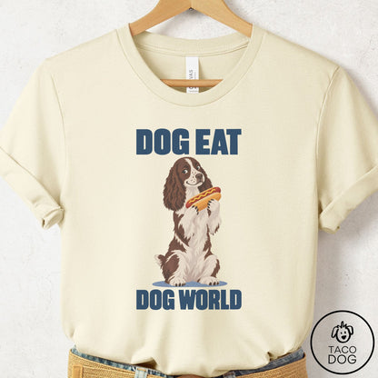 Springer Spaniel Dog Eat Dog T-Shirt Natural Taco-Dog
