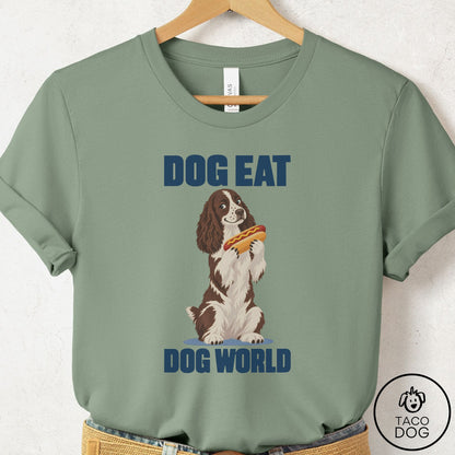 Springer Spaniel Dog Eat Dog T-Shirt Sage Taco-Dog