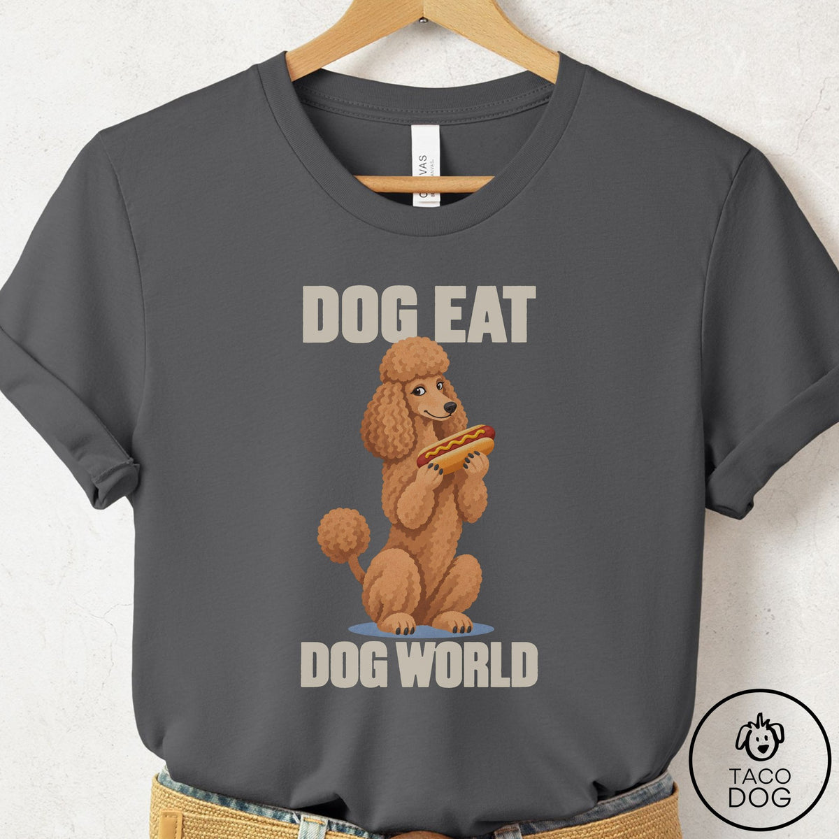 Poodle Dog Eat Dog T-Shirt Asphalt Taco-Dog