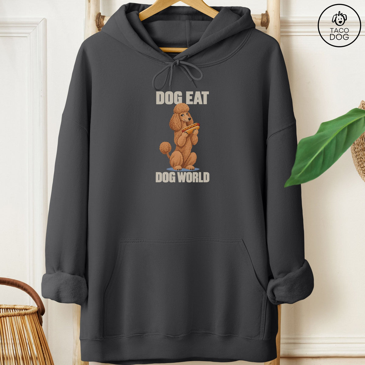 Poodle Dog Eat Dog Hoodie Charcoal Taco-Dog